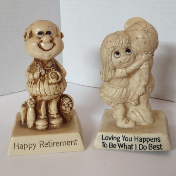R & W Berries Other - Vintage 70s Set of 2 R&W Berries Loving You 710 Happy Retirement 9227 USA Figure
